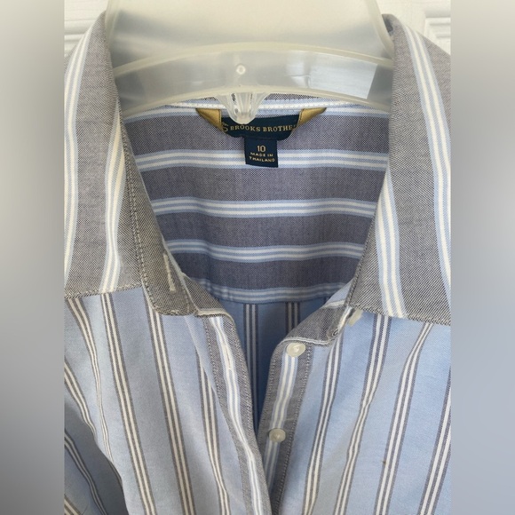 Brooks Brothers Blue and White Striped Dress with Pockets and Belt - Picture 2 of 7
